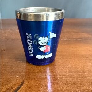 Disney Blue and Silver Mickey Mouse Shot Glass